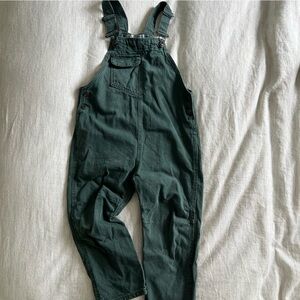 Zara Kids relaxed green denim overalls